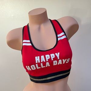 Victoria's Secret PINK Red Happy Holla Days Bra Top Bralette Crop M
